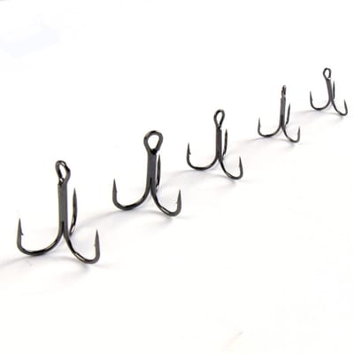 50 STKS Dreggen Treble Vishaken Koolstofstaal Treble Vishaken Set Ronde Bocht Haken zilver