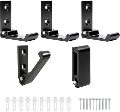 Dailygoods- Wandhaak 5 Stuks - Opvouwbare/Schroef - Aluminium - Zwart - 90° Klaphaken - Voor Badkamer/Hal/Keuken - Haak
