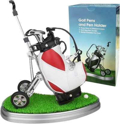 Golf Penhouder met 3 Golfclub Pennen - Uniek Bureauaccessoire en Cadeau