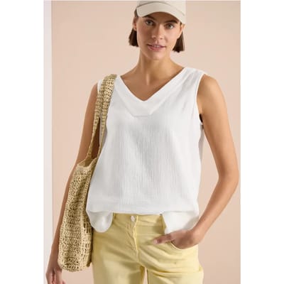 Blousetop met V-hals van mousseline