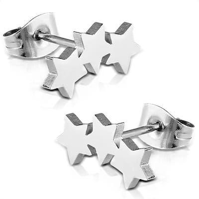 Aramat Jewels | Oorbellen | Stalen Zilverkleurige Sterren Oorbellen - Tijdloos Cadeau | Zilverkleur | |5mm | Staal | Kinderen, Volwassenen | Verkleurd niet