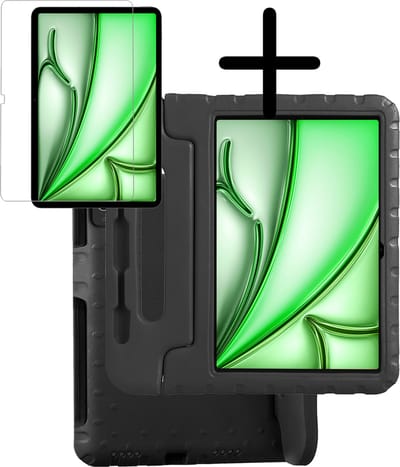 Hoesje Geschikt voor Apple iPad Air 6 (2024) - 11 inch - 6e Generatie - M2 - Met Screenprotector - Kinderhoes Shockproof Bumper - Kidsproof Case - Tablet Hoes - Kinder Hoes Cover - Zwart