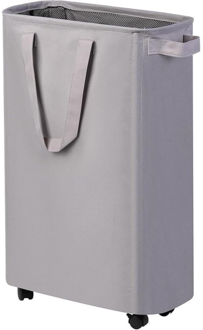 Dailygoods- Wasmand met Wielen - Opvouwbaar - Wasmand met Deksel - Waterdicht - 4 Wielen - 44 × 25 × 68 cm - Ademend Mesh Deksel