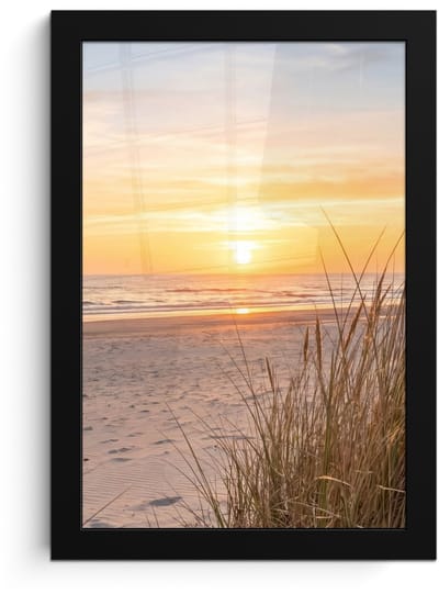 Poster in lijst - Fotolijst 20x30 cm - Posters - Zonsondergang - Duinen - Zee - Posterlijst zwart - Decoratie - Wanddecoratie woonkamer - Muurdecoratie slaapkamer