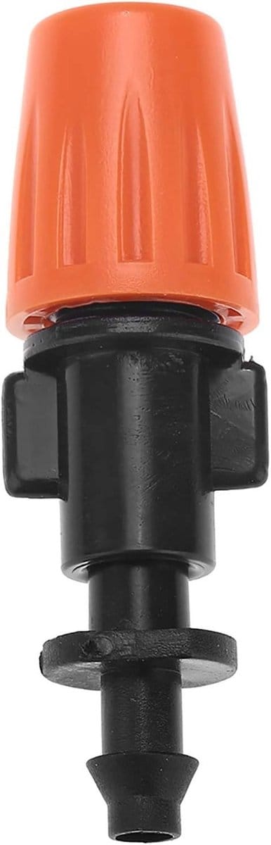Verstelbare Microsprinklerkop voor Druppelirrigatie - Misting Nozzles voor 4 mm en 7 mm Buis met Watermist en Kolom in Zwart en Oranje voor Tuin en Planten