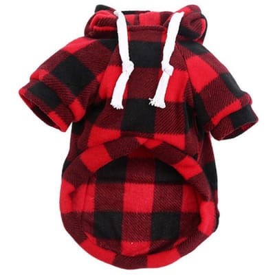 Pull à capuche chaud d'hiver pour chien, veste pour animal de compagnie, manteau à carreaux avec poche, vêtements pour chien pour temps froid, vêtements pour animal de compagnie pour petits, moyens et grands chiens XL black