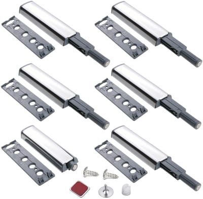 Unyqoos® Set van 6 drukdeuropeners voor geruisloos openen van kasten en laden