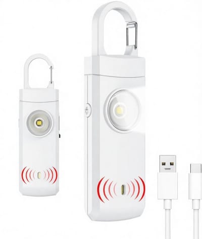 Persoonlijke Alarm - 2 Stuks - Krachtig 130 Db Geluid En Felle Flits - Persoonlijke Veiligheidsalarm - Zelfverdediging Sleutelhanger - Persoonlijke Bescherming - Noodsignaal - Senioren Alarm – Draagbaar Veiligheidsalarm - Wit