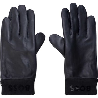 Boss Herenschoenen Leren Handschoenen (Donkerblauw)