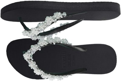 Uzurii Precious Bloom White Dames Slippers Black Maat 39/40