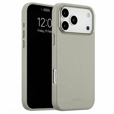 Accezz Hoesje - Geschikt voor iPhone 18 Pro / 17 Pro - geschikt voor MagSafe Leather Backcover - Light Grey