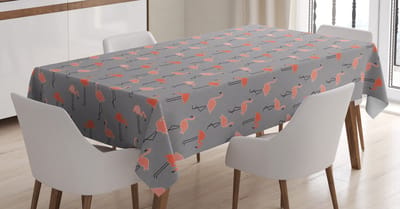 ABAKUHAUS Flamingo-tafelkleed – Satijn 140x240 cm – Zalm Lichtgrijs