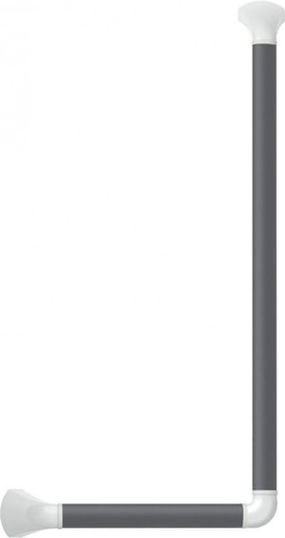 Wandbeugel zwart-grijs met afdekkappen in hoogglans wit - 90 graden gehoekt 60 x 30 cm - SecuCare