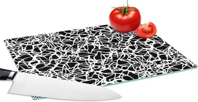 Glazen Snijplank - 28x20 - Patroon - Abstract - Zwart Wit - Snijplanken Glas