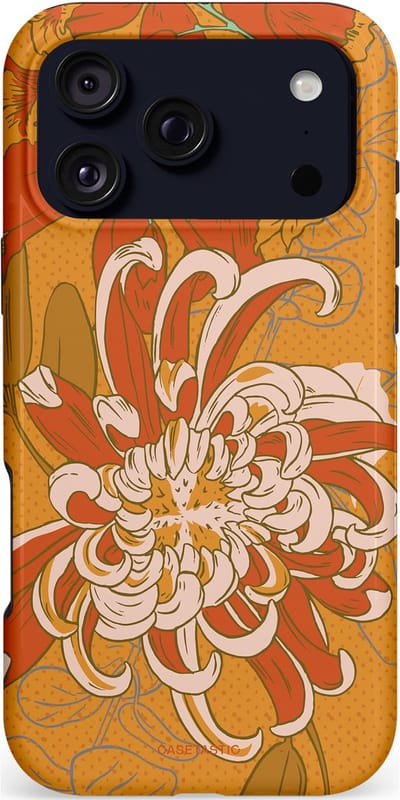 Casetastic hoesje geschikt voor Apple iPhone 17 Pro Max - MagSafe - Dubbellaagse bescherming - Bloemige lente - Fashion Case - Okergeel Terracotta Beige