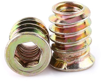 Dailygoods- Steekmoeren 20 Stuks - Zeskant Moeren - M6/M8/M10 - Zinklegering - Houten Inzetstukken - Buitendraad