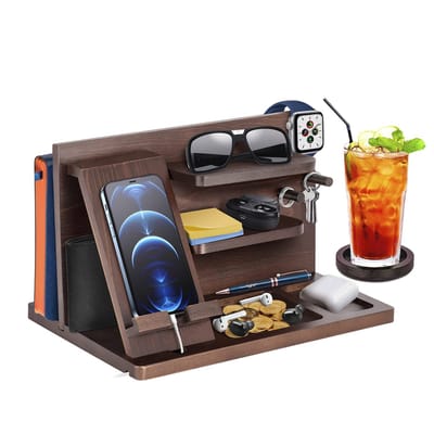 Store_8 - Nachtkastje Organizer - Houten Docking Station - Multifunctioneel - Organiser voor Sleutels en Horloges - Perfect cadeau voor mannen - Ge...