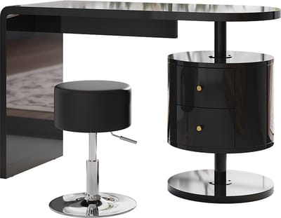 Vicco Lara Kaptafel – 120 cm met kruk Zwart hoogglans