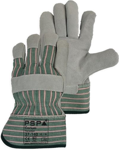 Leren handschoenen - Chroomsplitleer - Maat XL - Groen / Grijs - Werkhandschoenen - Tuinhandschoenen - Bouwhandschoenen - Tuinhandschoenen heren