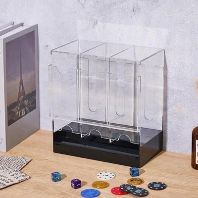 Acryl Kaartdoos - Opbergkoffer Dek - Verzameling Organiseren - Drie Sleuven - 322 cm Lengte - Zwart