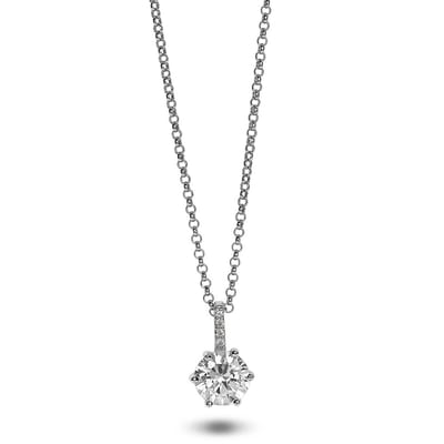 Twice As Nice Halsketting in zilver, grote en kleine steentjes 40cm+5cm