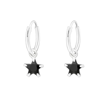 Zilveren oorringen - cubic zirkonia ster - 37x26x3 mm