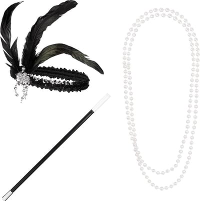 Boland - Set Flapper Zwart - Volwassenen - Unisex - Charleston - 20's - Roaring Twenties