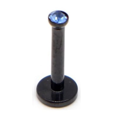 Zwart Met Steen - Tragus / Helix / Labret Piercing