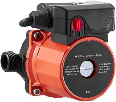 Warmwaterrecirculatiepomp, 38 l/min, instant circulatiesysteem met 3 snelheidsinstellingen, 100 W, AC 220-240 V, G3/4 naar G1/2 adapter, duurzame gietijzeren kop, geschikt voor boilersystemen