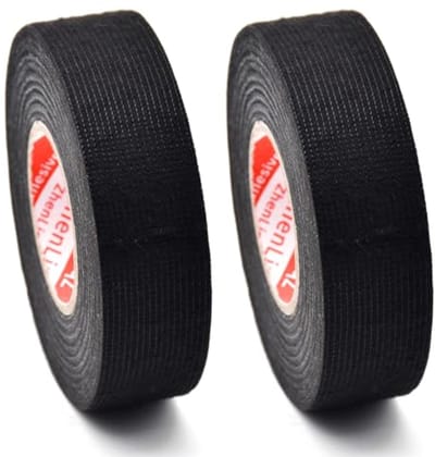 Isolatietape zwart 2 stuks - Hittebestendige weefseltape voor auto en huishouden (25 mm x 15 m)