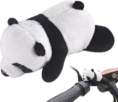 Panda Knuffel - Pluche Dier - Fiets Decoratie - Zelfklevende Riem - 7 x 7 x 7 cm - Zwart Wit