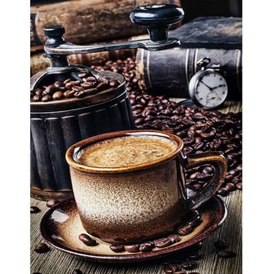 Café grains de cacao 5d bricolage diamant broderie complète ronde diamant peinture 20X30CM gray