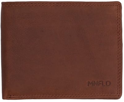 Manfield - Heren - Cognac leren portemonnee - Maat 1