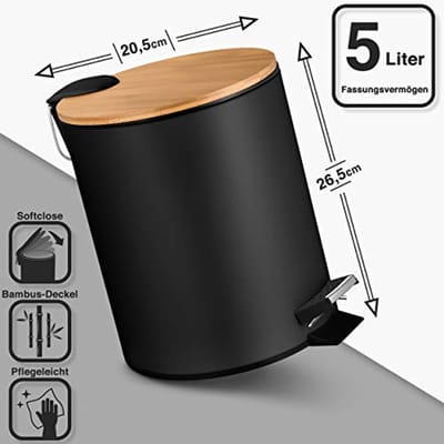 Stijlvolle 5L Cosmetica-afvalemmer met Softclose Mechanisme voor Badkamer