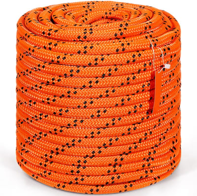 Dubbel Gevlochten Polyester Touw, 3/4 Inch X 220 Voet, 20.000 Pond, Veelzijdig voor Buitengebruik
