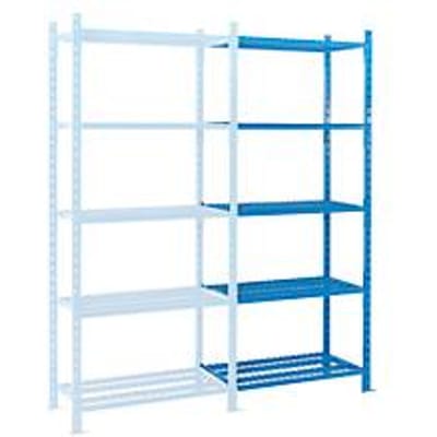 Legbordstelling-aanbouwsectie, m. 5 draadrooster-legborden, B 1010 x D 500 x H 2500 mm