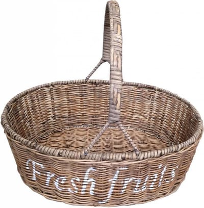 Fruitmand - Fresh Fruits - 40x30xH13 cm - Met Hengsel - SRIMIT GREY - Landelijke Stijl - Decoshoppen - Riet