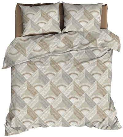 Romanette Pantheon Dekbedovertrek - Tweepersoons - 200x200/220 cm - Beige/Grijs