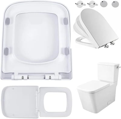 Toiletbril - Zachte sluiting - Badkamer vernieuwen - Snel reinigen - 440 x 360 mm - Wit