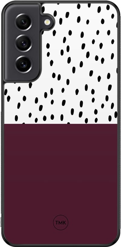 Hoesje geschikt voor Samsung Galaxy S21 FE - Burgundy dots - Paars - TPU case - Geometrisch patroon, Gestipt - Hardcase zwart telefoonhoesje