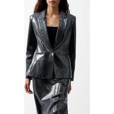 French Connection Amy Sequin Blazer Gunmetal Size: S | Blazers Outlet | Dames | Zilver