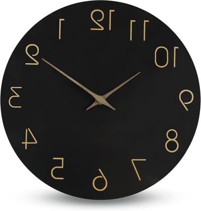 SnelShoppen - Stille en Non-Ticking Houten Wandklok 30.5cm - Makkelijk Af te Lezen Klok voor Woonkamer, Slaapkamer, Kinderen, Kantoor, School - Zwart