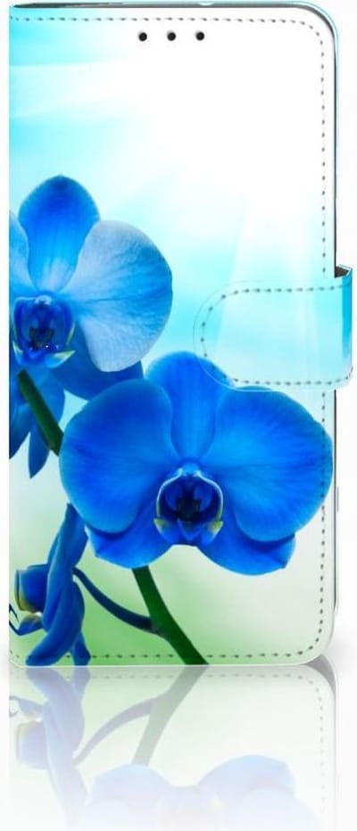 Book Case voor Motorola Moto G7 Power Hoesje Orchidee Blauw - Cadeau voor je Moeder