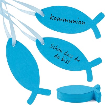 Cadeauhangers Kraftpapier - Etiketten Visvorm - Feestelijke Decoratie - Met Satijnen Lint - 6.5x2.5cm - Bruin
