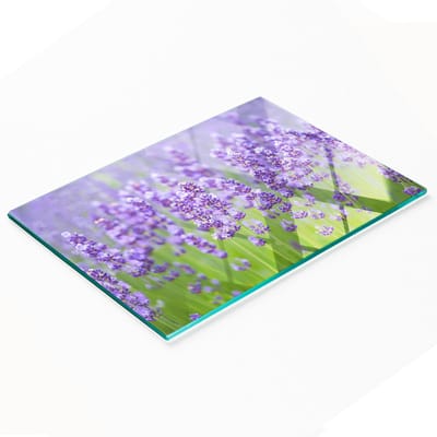 Multifunctionele decoratieve snijplank voor de keuken, gehard glas, lavendelkleur, 80x52 cm