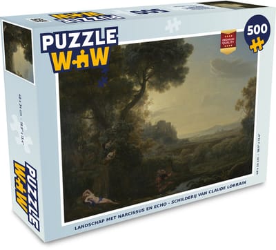 Puzzel Landschap met Narcissus en Echo - schilderij van Claude Lorrain - Legpuzzel - Puzzel 500 stukjes