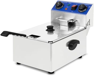 VERTES Professionele elektrische friteuse 10 l (3000 W, 230 V, ‘Cold Zone’-principe, temperatuur 50-250 °C, frituurmand, resetfunctie, roestvrij staal, werkt op frituurolie)