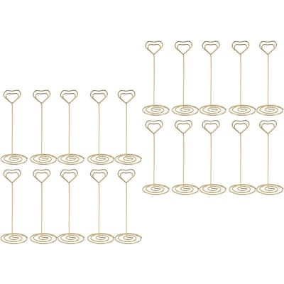 20 Stuks Tafelnummerhouder 15cm Hartvormige Plaatskaarthouder Memo Clip Fotostandaard Zilver goud