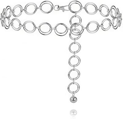 Multi-laags Metalen Heupketting met O-Ring, Verstelbare Tailleband voor Costuums en Modeaccessoires - Wit, 103 cm, Trendy en Stijlvol
