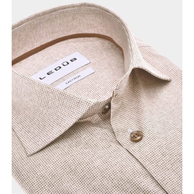 Ledûb Overhemd Pure Cotton Fine Dot Sophistication Midden Bruin / male